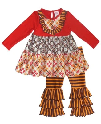 Nuevo Conjunto de Acción de Gracias Boutique Melocotones y Crema Niñas Talla 6x AZÚCAR Y ESPECIAS Otoño Foto 1 de 2