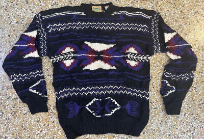 Suéter Vintage XL Brad Richards Púrpura/Negro/Blanco Patrón Cuello Redondo Foto 1 de 4