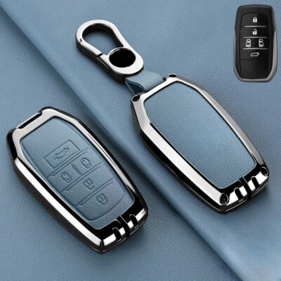 For Toyota Previa Alphard 2014+ Leather Zinc Alloy Car Smart Key Fob Case Cover Foto 1 de 4