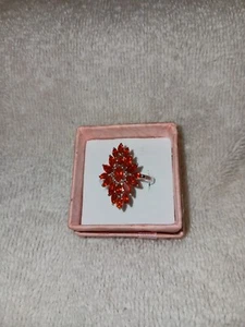 Anello spray floreale platino su sterling misura 6 Jalisco opale di fuoco 4,40 TCW (838) - Foto 1 di 14