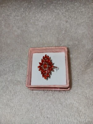 Кольцо-спрей с цветочным узором из платины размер 6 огненный опал Jalisco 4,40 TCW (838) - Изображение 1 из 4