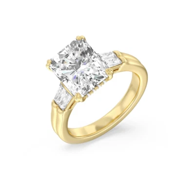 Women Ring Lab Grown Radiant Cut Diamond 2.7 Carat IGI Certified 18k Yellow Gold - Image 1 of 4