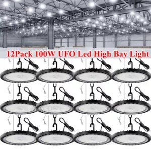 12 Pack 100W UFO Led High Bay Light Factory Warehouse Commercial Led Shop Lights - Picture 1 of 12