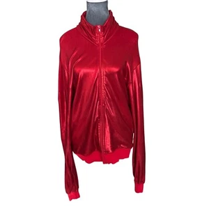 American Apparel Vintage XS Red Shiny Zip-Up Jacket Womens Nylon & Elastane Ligh - Picture 1 of 5