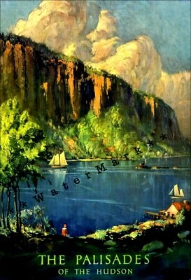 The Palisades 1935 Nueva Jersey Vintage Póster Impresión Retro Viaje Arte Río Hudson Foto 1 de 4
