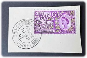 Großbritannien - 1963 - QEII - Pariser Postkonferenz gebraucht auf kleinem Stück - Bild 1 von 2