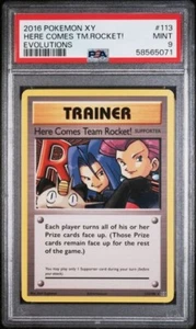 Pokemon Here Comes Team Rocket! 113/108 SECRET RARE EVOLUTIONS 2016 PSA 9 MINT - Picture 1 of 2