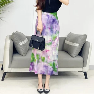 2024 Summer New Printed Half Skirt Women's Loose Fashion Pleated Skirt - Picture 1 of 7
