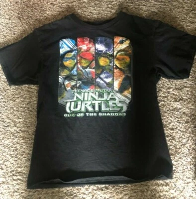 Boys XL 16 TEENAGE MUTANT NINJA TURTLES Black OUT OF SHADOW TEE T-Shirt Top — 第 1/4 张图片