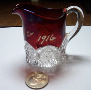 NICE ART GLASS PITCHER WITH NAME & DATE, LOIS 1916 - Picture 1 of 1