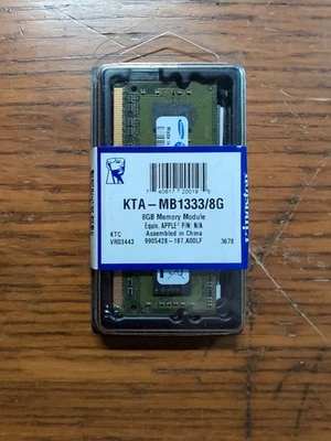 Kingston KTA-MB1333/8G 8GB DDR3-1333Mhz PC3-10600 SODIMM Memory RAM Sealed New - Image 1 of 2