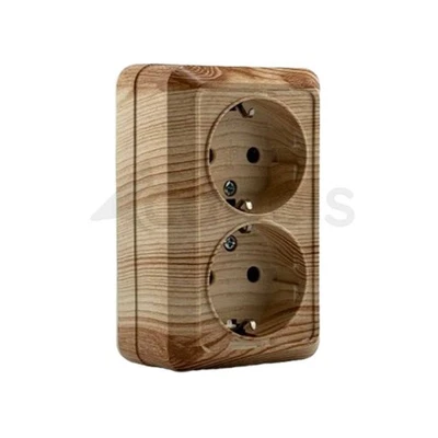 SCE SOLUTION LIMITED 2er Steckdosen NOELA Aufputz Eiche Holz Optik IP20 Kunststoff