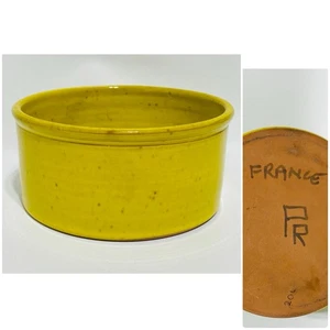 Vtg 50's Robert Picault Ceramic Speckled Yellow Bowl Vallauris France - Picture 1 of 14