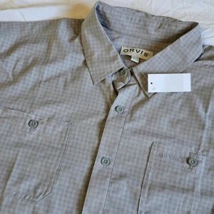 Orvis Classic Collection Men's Shirt XXL Short Sleeve Button Up Plaid Gray - Picture 1 of 16