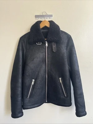 Reiss Black Shearling Moto Jacket Size XS - Image 1 of 4