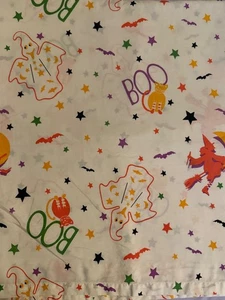 Vintage Halloween BOO Katze Hexe Besen Mond Fledermaus voll flaches Blatt Domestications - Bild 1 von 9