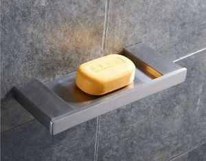 Stainless Steel Bathroom Bath Soap Dish Holder Brushed Nickel Wall Mount Hanger - Picture 1 of 6