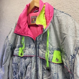 Chaqueta vaquera East West de colección lavada ácida para hombre mediana neón años 90 salvada por la campana - Imagen 1 de 20