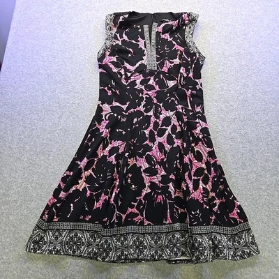 Vestido para mujer Roz & Ali Petite 8 negro rosa sin mangas ajustado y acampanado forrado Foto 1 de 4