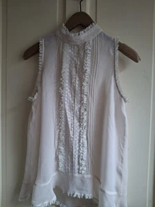 All Saints Mina Top UK 8 Creamy/Beige Victorian Lace - Picture 1 of 5