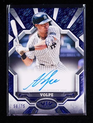 Anthony Volpe 2025 Topps Tier One Baseball Auto Blue Foil 56/75 Break Out[xlz100 - Image 1 of 2