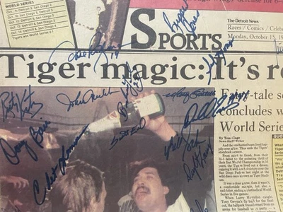 Detroit Tigers Detroit News Bat 1984 autografiado por 15 Lowry Chet Lemon Foto 1 de 3