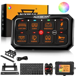 AUXBEAM RGB 8 Gang Switch Panel Wireless LED Light Bar Relay System Marine Boat - Picture 1 of 12