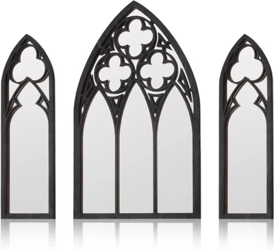 3 Pack Gothic Mirrors, Cathedral Arch Frame, Tiny Gothic Room Decor - 9.8 Inches - Image 1 of 4