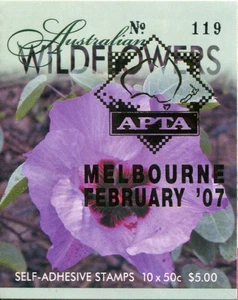 Australian Wildflowers 2007 - Folleto de estampillas código de barras 346041 APTA Melb sobreimpresión - Imagen 1 de 3