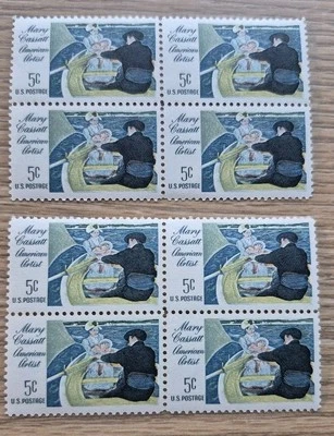 USPS Scott #1332 MARY CASSATT 2 Blocks of Four 5 Cent stamps  MINT OGNH 1966 - Image 1 of 3