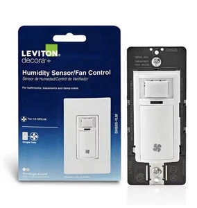 Sensor de humedad en pared Leviton Decora para control de ventilador de baño blanco (paquete de 2) N - Imagen 1 de 5