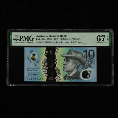 2017 Australia Reserve Bank 10 Dollars Pick#63a PMG 67 EPQ Superb Gem UNC - Image 1 of 4