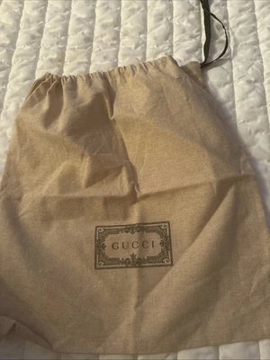 Auténtica bolsa antipolvo Gucci marrón lino 17” x 13,5” bolsa de almacenamiento con cordón Foto 1 de 2