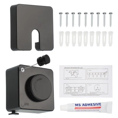 Retractable Clothesline Indoor,14Ft Clothesline Retracting(Black,3.5"x3.5"x1.6") - Image 1 of 4