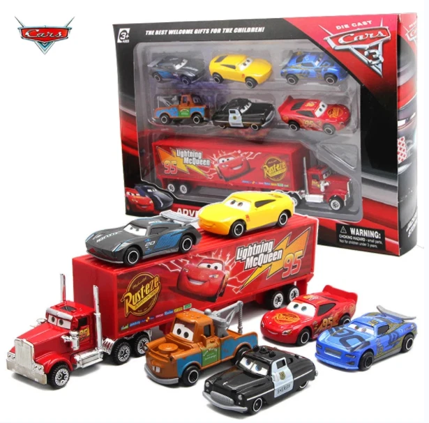 Camión diecast 7 piezas Disney Pixar Cars Lightning McQueen Jackson Storm Mack Foto 1 de 4