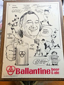 VTG Ballantine Beer Bar Advertisg Sign NY Yankees Baseball Mel Allen Bill Gallo - Picture 1 of 12