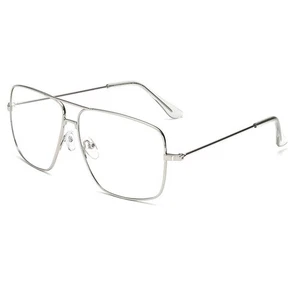 Classic Glasses Clear Lens Non Prescription Metal Frame Eyewear Men Women Silver - Picture 1 of 9