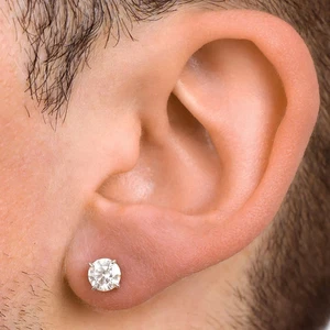 2Ct Round Lab Created Diamond Women' Men's 10k White Gold Solitaire Stud Earring - Picture 1 of 9
