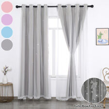 Blackout Curtains Eyelets Double Layer Drapes Girls Room Princess Star Curtains