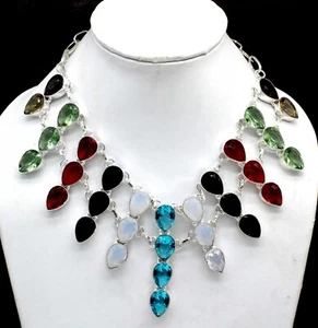 925 Sterling Silver Mozambique Garnet Gemstone Handmade Jewelry Necklace S-17-18 - Picture 1 of 5