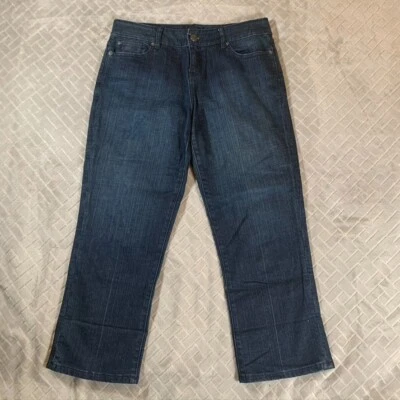 Pantalones de mezclilla The Limited para mujer 10 azules rectos corte oscuro lavado tiro medio elásticos Foto 1 de 4