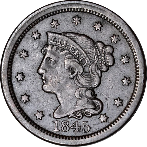 1845 1C Braided Hair Large Cent VF K15845 Cover