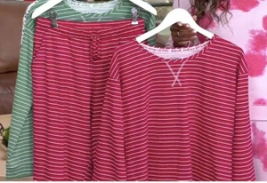MUK LUKS Regular 100% Cotton Long-Sleeve & Pant Lounge Set A628951 Large Small - Picture 1 of 7