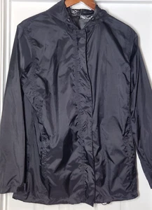 Magellan Outdoors Womens M Hooded Rain Jacket Lightweight Black Taped Seams - Picture 1 of 6