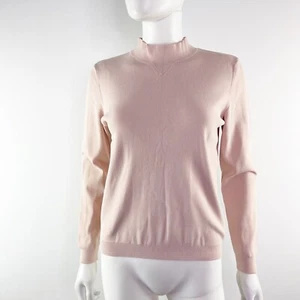 M Magaschoni Pink Zipper Back Sweater Size S Mock Neck Stretch Knit Casual - Picture 1 of 9