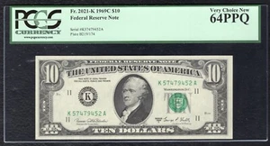 FR.2021-K 1969-C $10 FRN FEDERAL RESERVE NOTE DALLAS, TX PCGS UNCIRCULATED-64PPQ - Picture 1 of 2