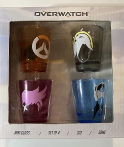 Overwatch Set Of 4 Mini Glass Shot Glass 2oz 59ml COLORED GLASS SET NEW Tracer - Picture 1 of 2