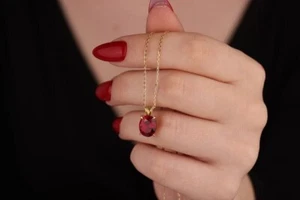 Red Ruby Wedding 5.00 Ct Pendant Real Solid 925 Silver necklace - Picture 1 of 6