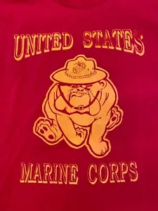 Vintage US Marine Corps T Shirt XL USA Single Stitch Thin bulldog 80s 90s red - Picture 1 of 10