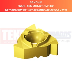 2 x SANDVIK 266RL-16MM01A200M 1135 Gewinde-Wendeplatte Steigung 2,0 mm - Picture 1 of 1
